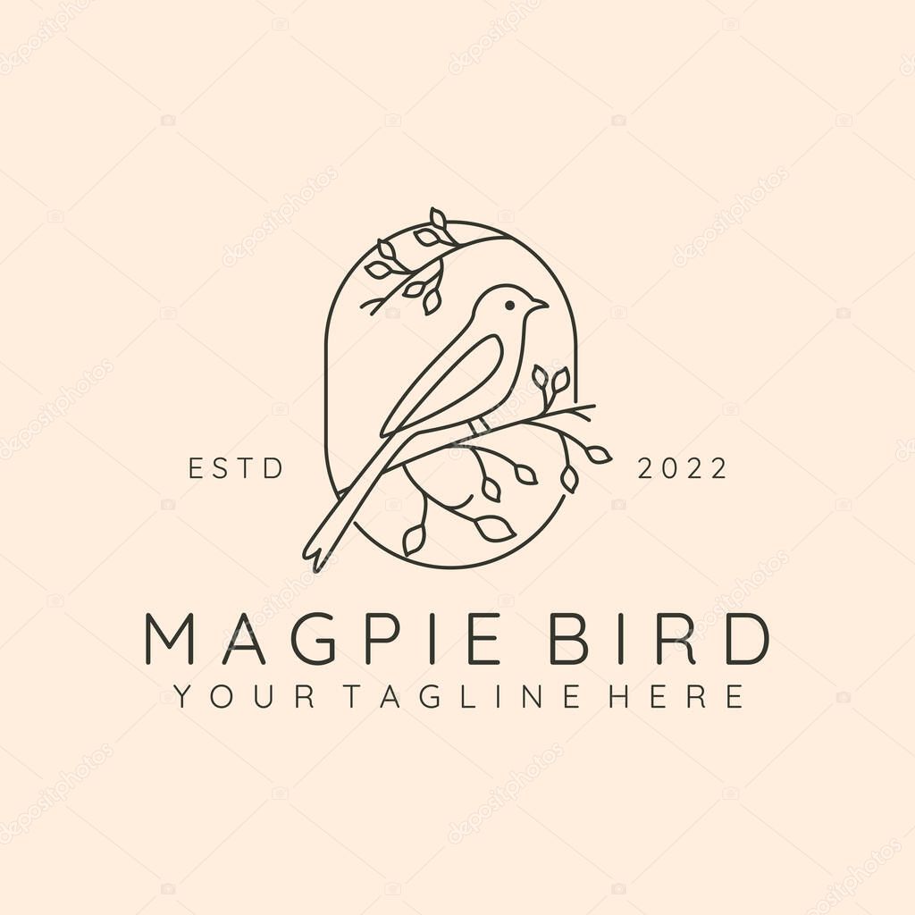 Modern magpie bird line art logo vector symbol illustration design