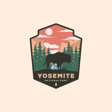 Yosemite Ulusal Park logo vektör sembolü çizimi