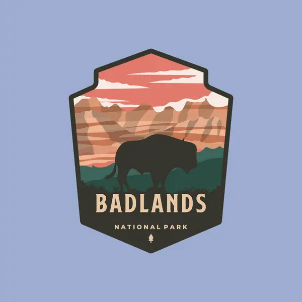 Badlands Ulusal Park Vintage logo vektör sembolü çizimi