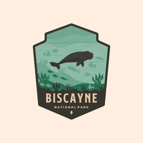 Biscayne Ulusal Park Vintage logo vektör sembolü çizimi