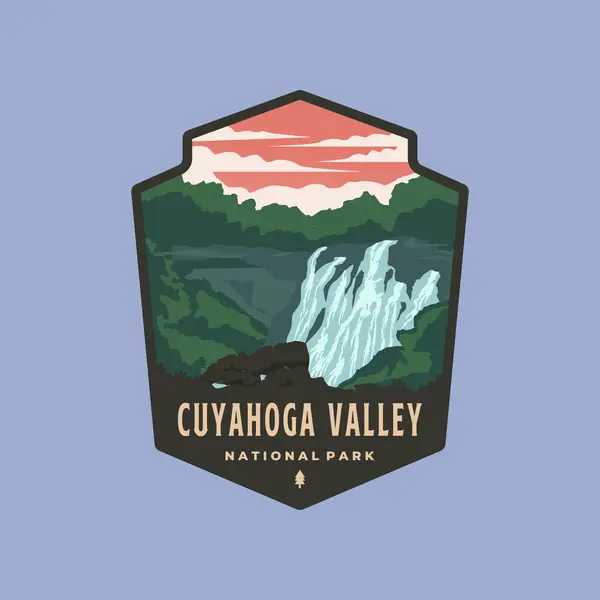 Cuyahoga Vadisi Ulusal Park Vintage logo vektör sembolü çizimi