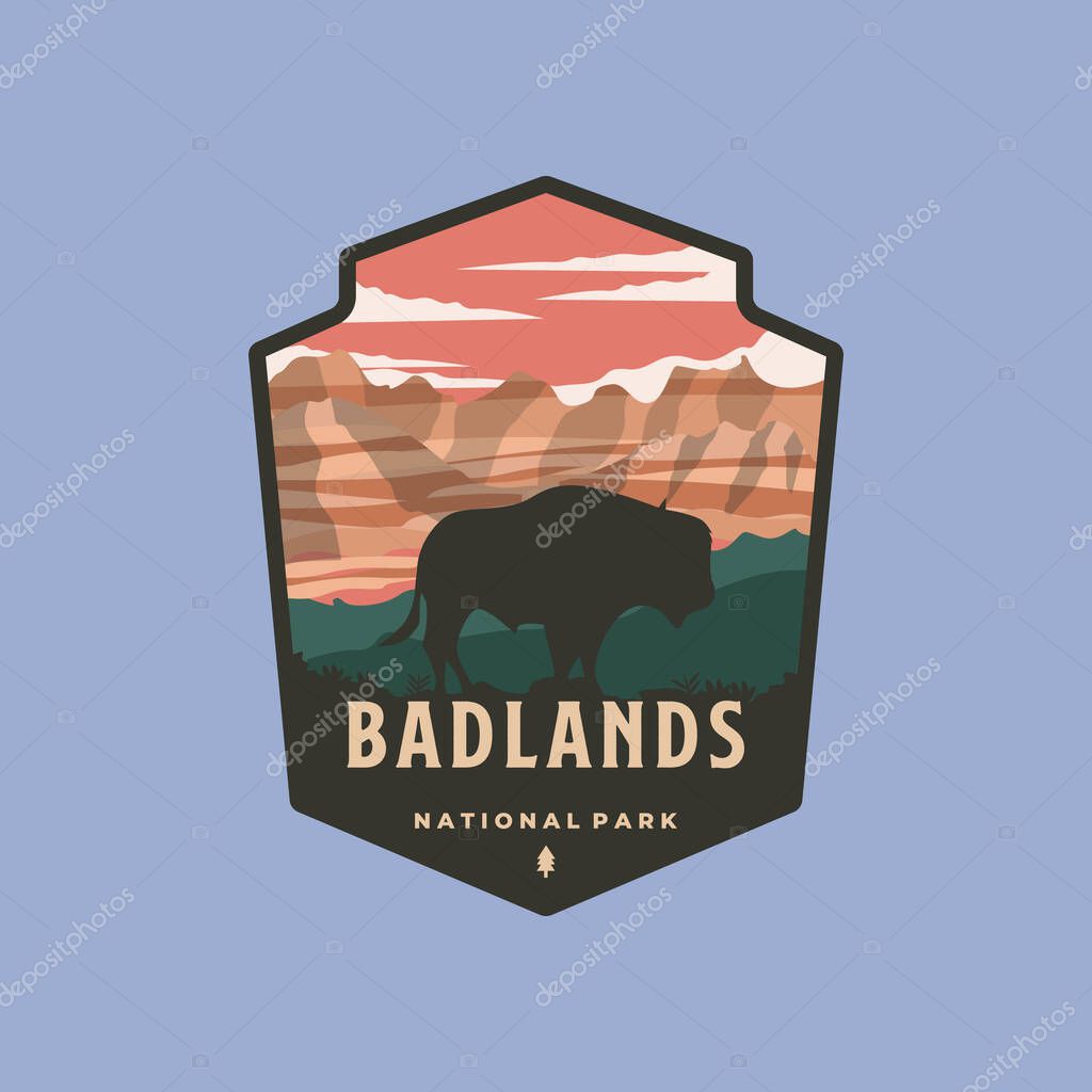 Badlands national park vintage logo vector symbol illustration design