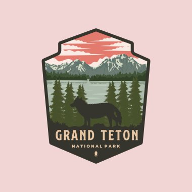 Grand Teton Ulusal Park amblemi logo vektör sembolü çizimi