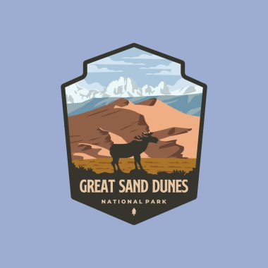 Büyük kum tepeleri ulusal park logo vektör sembolü çizim tasarımı