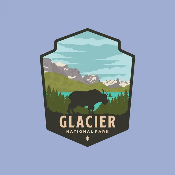 Buzul ulusal park vintage logo vektör sembolü çizimi