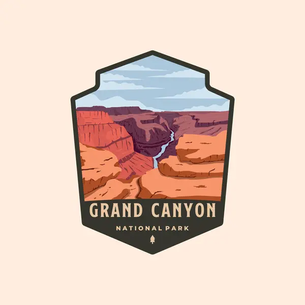 Grand Canyon Ulusal Park Vintage logo vektör sembolü çizimi