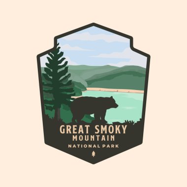 Great Smoky Mountain ulusal park logo vektör sembolü çizimi
