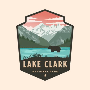 Clark Gölü Ulusal Park logosu yama vektör çizimi, Clark Gölü amblemi ulusal park tasarımı