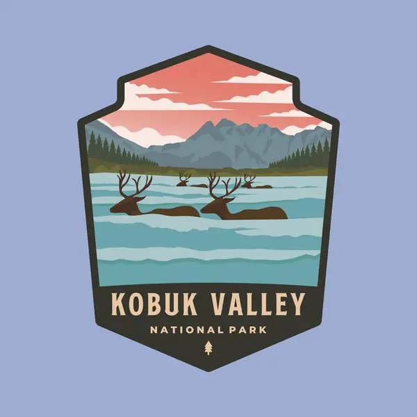 Kobuk Vadisi Ulusal Park Amblemi logo vektör çizimi, Alaska Ulusal Park Tasarımı