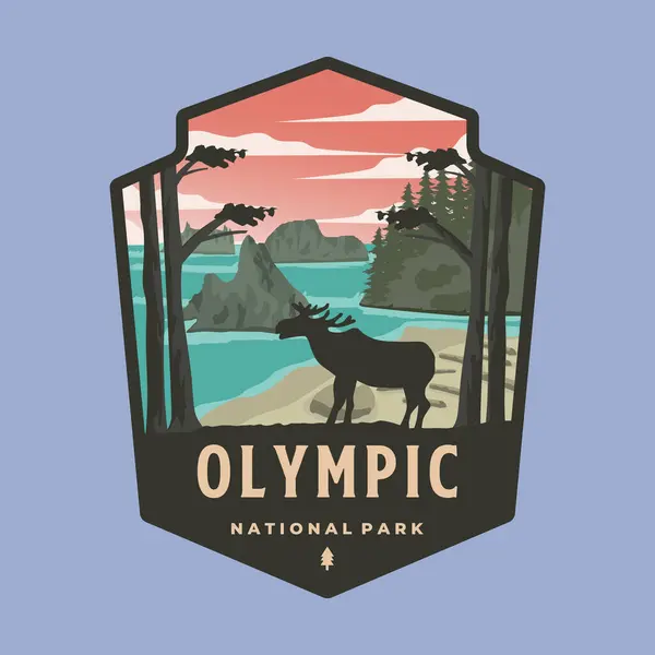 Olimpik Ulusal Park logosu çizimi, Washington amblem tasarımı.