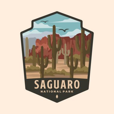 Saguaro logo yaması sembolü çizimi vektörü, Arizona amblemi stye