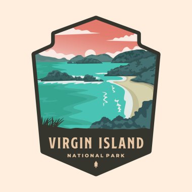 virgin island national park patch logo vector illustration design, America landmark in badge emblem style clipart