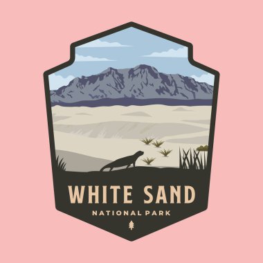 Beyaz kum milli park yaması logo vektör sembolü çizimi, New Mexico amblem biçimi