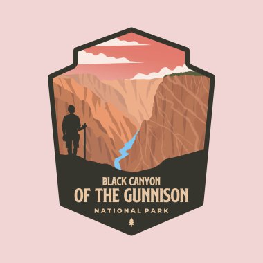 Gunnison Ulusal Park logosu yama vektör illüstrasyon tasarımının siyah kanyonu