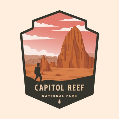 Capitol resifi ulusal park yaması logo vektör illüstrasyon tasarımı, Utah amblem biçimi