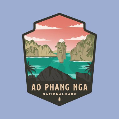 ao phang nga ulusal park amblemi logo vektör illüstrasyon tasarımı, Tayland ulusal park tasarımı