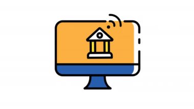 Monitör canlandırma simgesi görüntü çizimi tasarımı ile çevrimiçi para aktarımı