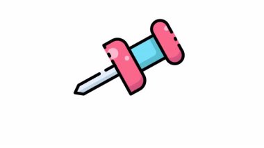 Pembe ve mavi ikon animasyon videosu. Ofis organizasyonu, ilan panoları, okul projeleri, harita işaretleme, seyahat planlaması veya grafik tasarım için ideal pembe ve mavi raptiye..