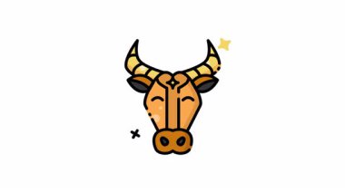 Astroloji Taurus 'unun zodyak işareti için boğa resimli canlandırması. Yıldız falı siteleri, astroloji blogları, burçlarla ilgili ürünler ve basılı medya için elverişli.