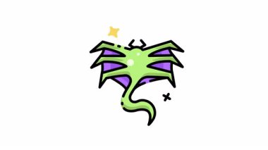 Mor kanatlı yeşil bir canavarı tasvir eden uzaylı parazit kurgusu. Bilim kurgu kapakları, posterler ya da Cadılar Bayramı temalı tasarımlar için ideal..