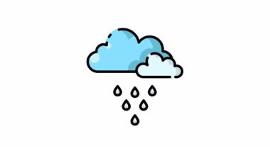 Düşen yağmur damlaları ile Mavi Bulut animasyonu hava durumu tasarımları, çevre temaları, su koruma kampanyaları ve doğa merkezli projeler için mükemmeldir..