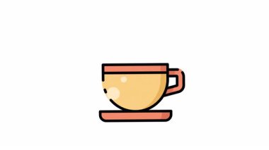 bir fincan kahve fincanının animasyonu, kahve dükkanları, kafeler, sabah rutin temaları, kahvaltı blogları ve sıcak içecek tasarımları için mükemmel..