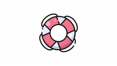 Deniz ve su güvenliği kavramları, kurtarma operasyonları, deniz tasarımları, yaz tatili grafikleri ve acil durum hazırlığı görselleri için uygun cankurtaran animasyonu.