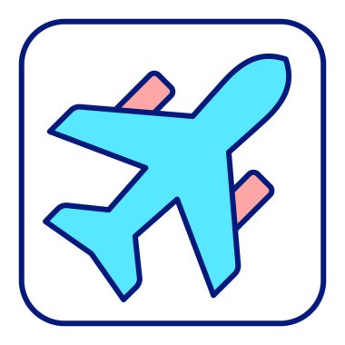 Jet passenger aircraft with two engines for flights to resorts - icon, illustration on white background, color style