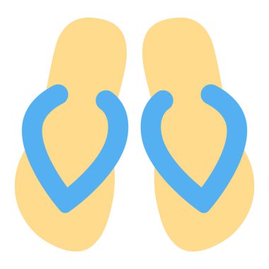 Beach slippers, flip flops - icon, illustration on white background, flat color style