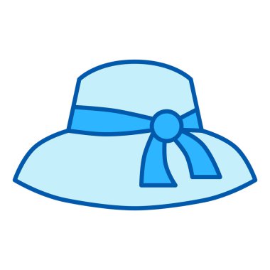 Women's summer hat, panama with a bow and ribbons - icon, illustration on white background, similar style