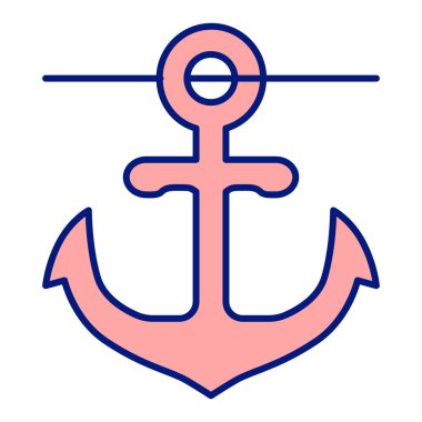 Ship sea anchor on a cable - icon, illustration on white background, color style