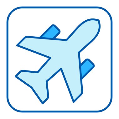 Jet passenger aircraft with two engines for flights to resorts - icon, illustration on white background, similar style