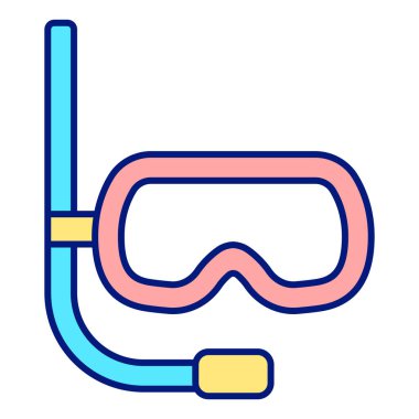 Diving mask and breathing snorkel - icon, illustration on white background, color style