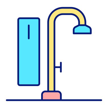 Shower cabin, shower with faucet - icon, illustration on white background, color style