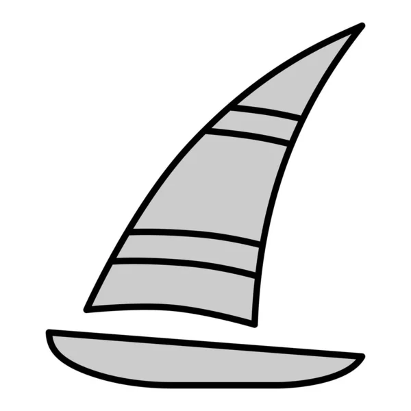 Sailboat, yacht with triangular sail - icon, illustration on white background, grey style