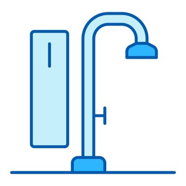 Shower cabin, shower with faucet - icon, illustration on white background, similar style