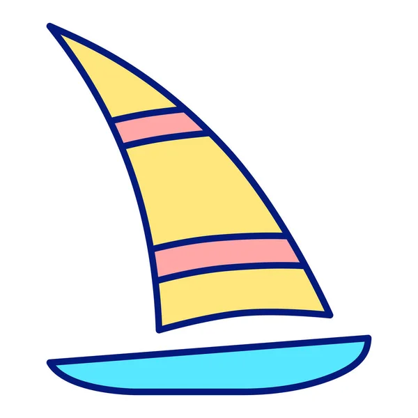 Sailboat, yacht with triangular sail - icon, illustration on white background, color style