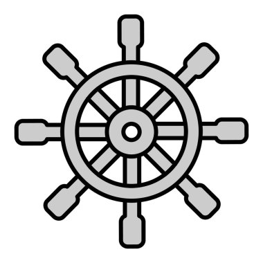 Steering wheel of a ship  - icon, illustration on white background, grey style