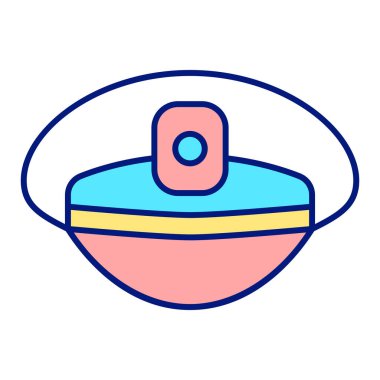 Captain's cap, ship captain's headdress  - icon, illustration on white background, color style