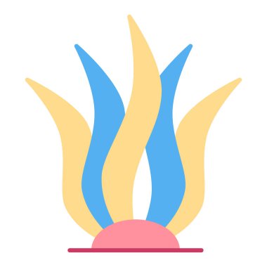 Algae growing on the ocean floor  - icon, illustration on white background, flat color style