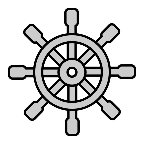 Steering Wheel Ship Icon Illustration White Background Grey Style —  Fotos de Stock