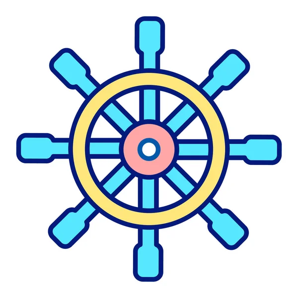 Steering wheel of a ship  - icon, illustration on white background, color style
