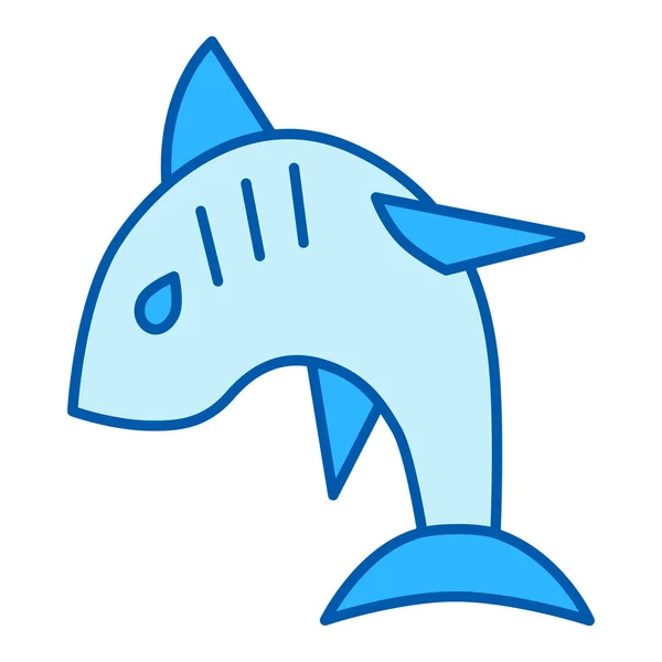 Shark Jumps Out Water Curved Flight Icon Illustration White Background — ストック写真