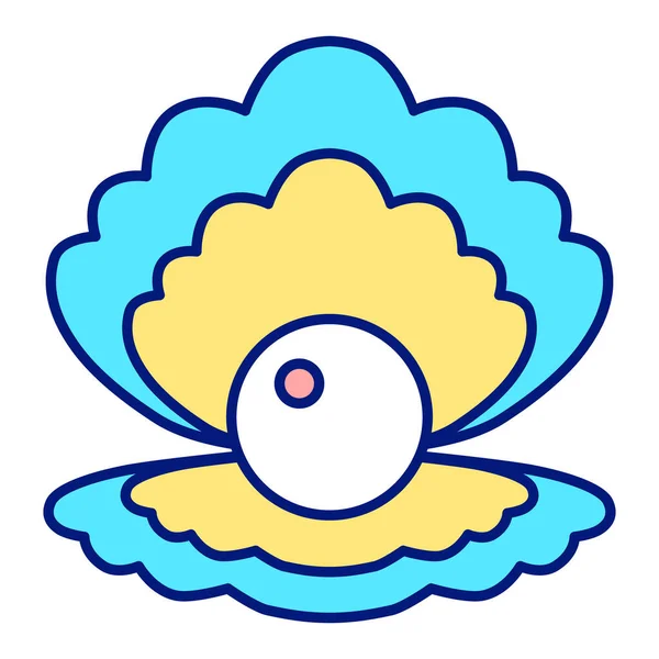 Open Shell Pearl Icon Illustration White Background Color Style — 스톡 사진