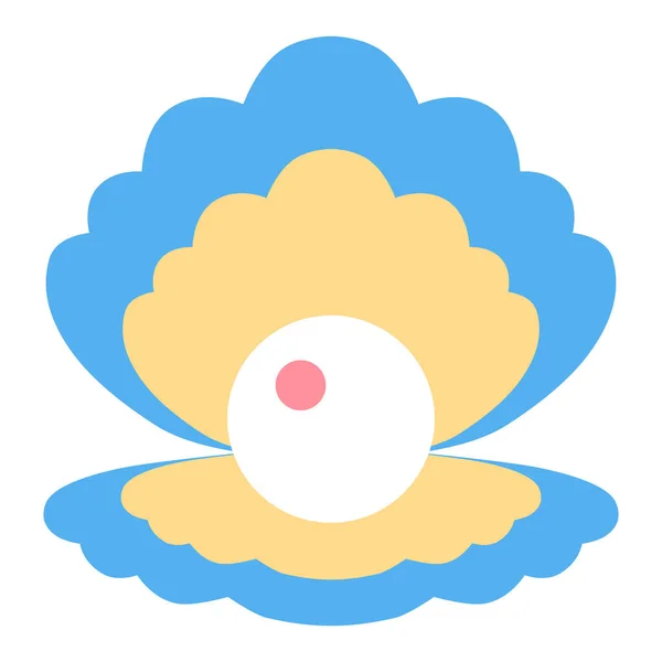 Open Shell Pearl Icon Illustration White Background Flat Color Style — ストック写真