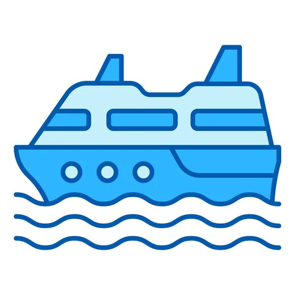 Cruise Passenger Liner Sails Waves Ocean Icon Illustration White Background — 图库照片