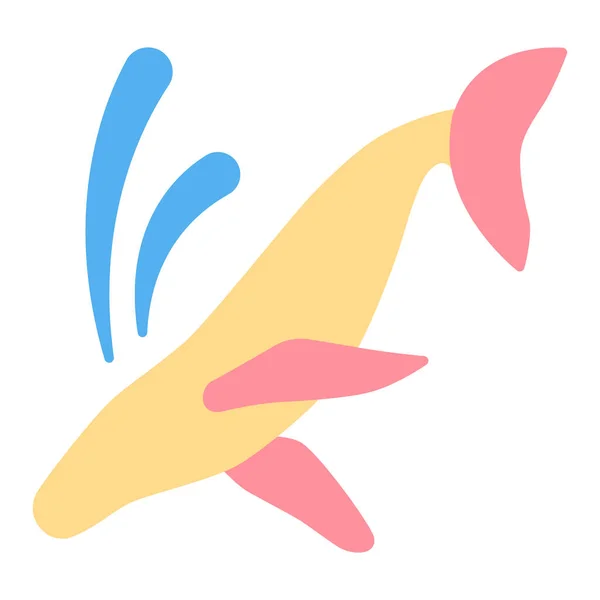 Big Whale Sperm Whale Jumping Water Splashing Water Icon Illustration — 스톡 사진