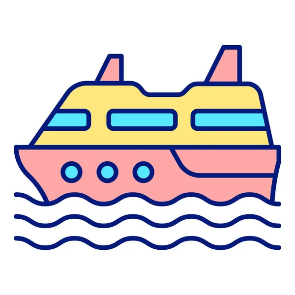 Cruise Passenger Liner Sails Waves Ocean Icon Illustration White Background — 图库照片