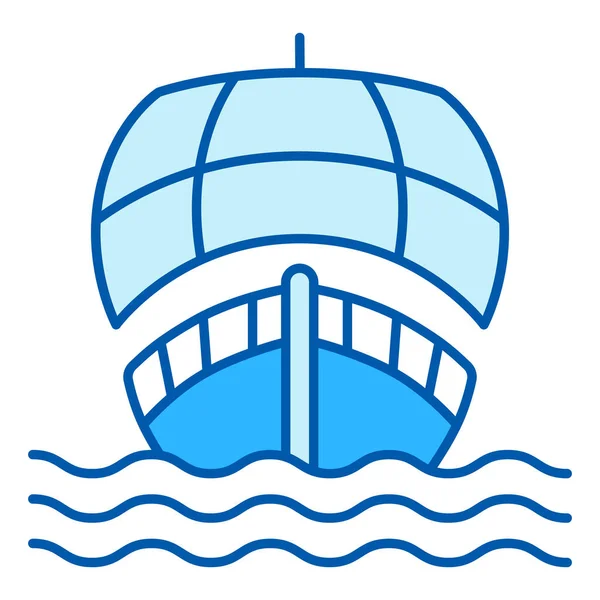 Ship Sailboat Open Sail Front View Sails Waves Icon Illustration — стоковое фото