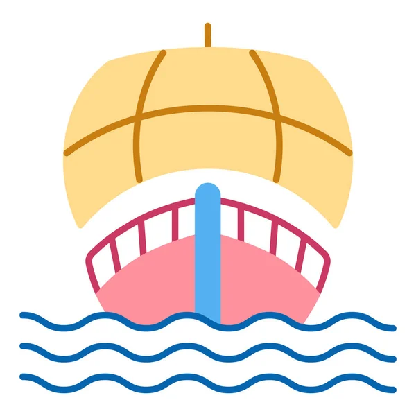 Ship Sailboat Open Sail Front View Sails Waves Icon Illustration — Stockfoto